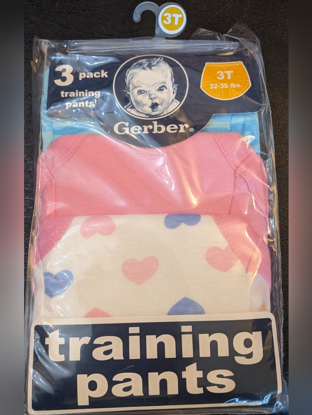 NWT Gerber 3 Pack Training Pants Girls 3T Potty Training Underwear Hearts T18MIS